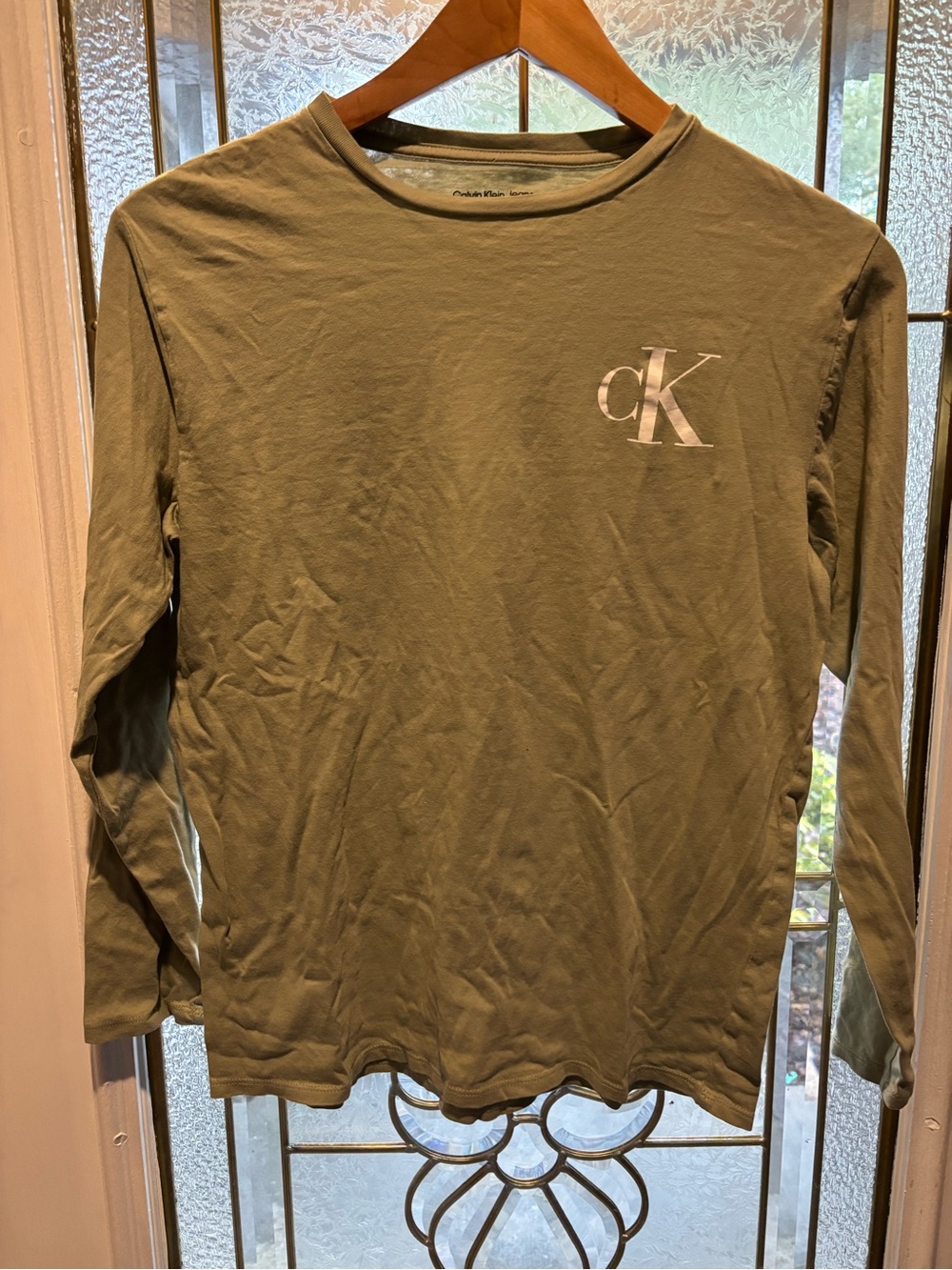 Calvin Klein Jeans Olive Tee with Black Logo Print